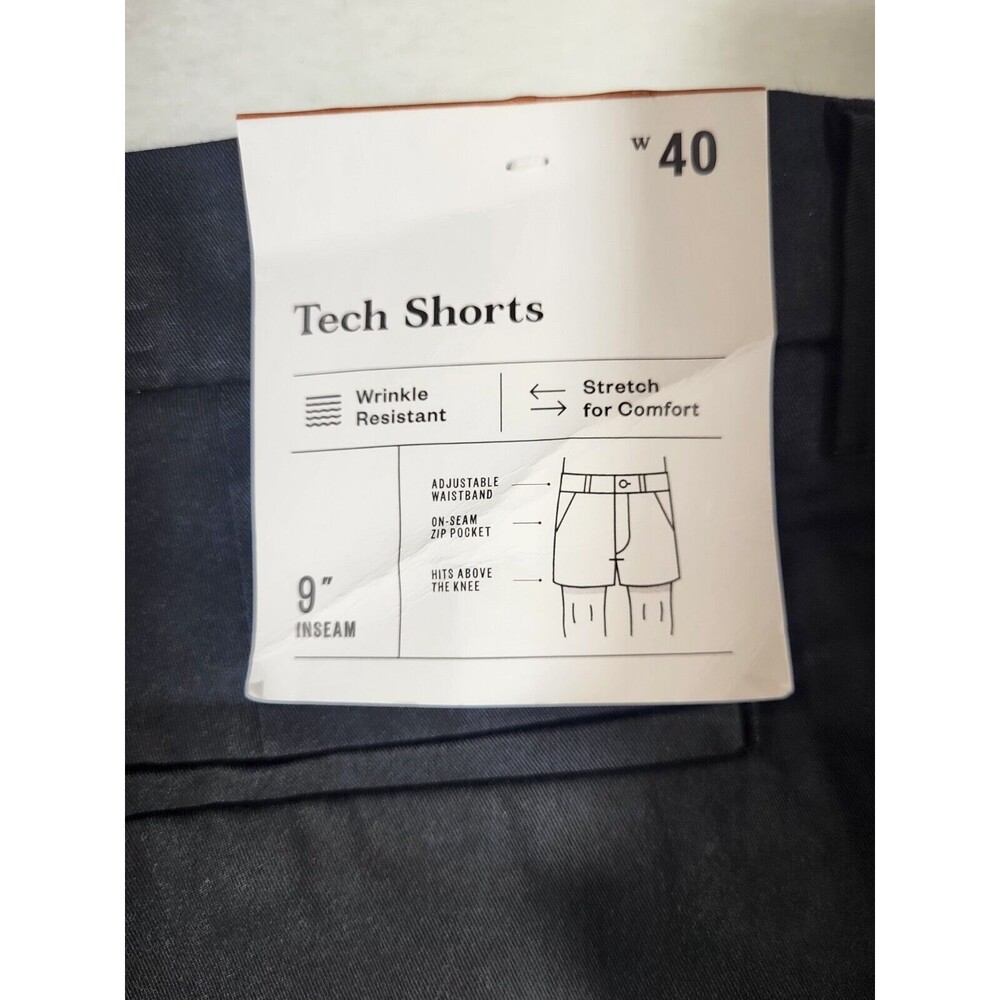 GOODFELLOW Mens Size 40 Black Wrinkle Resistant Flat Front Linden Tech Shorts - Picture 5 of 7